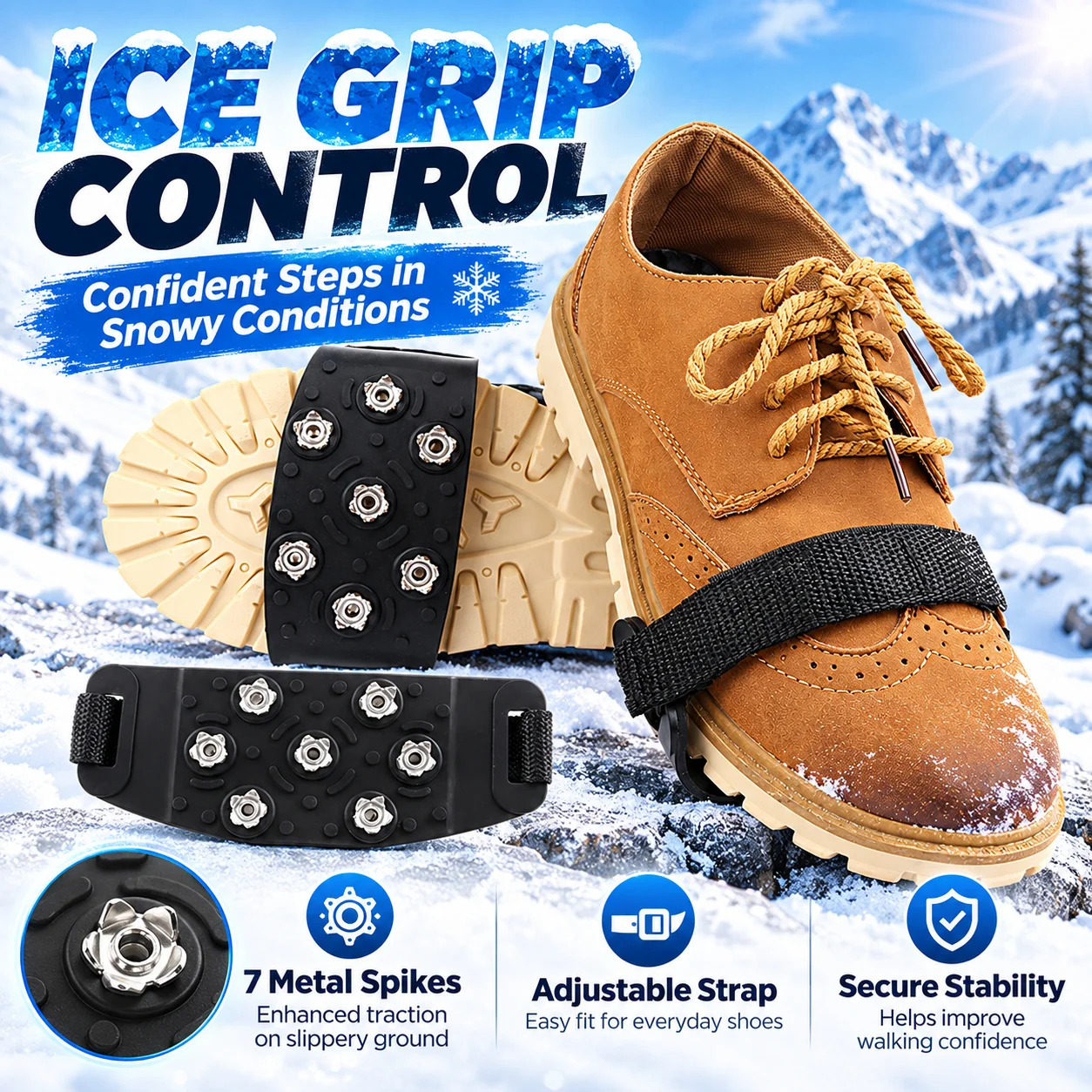 Universal Ice Snow Grippers Shoe Covers Anti Slip Traction Spikes Crampons For Men Women Winter Hiking Outdoor Adventure