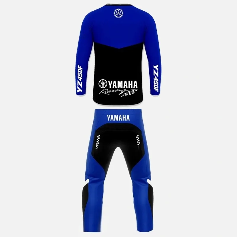 2026 Summer Yamaha Printed Blue Long Sleeve Pants Set, Men and Women Fashionable and Casual Sunscreen Cycling Motorcycle Set