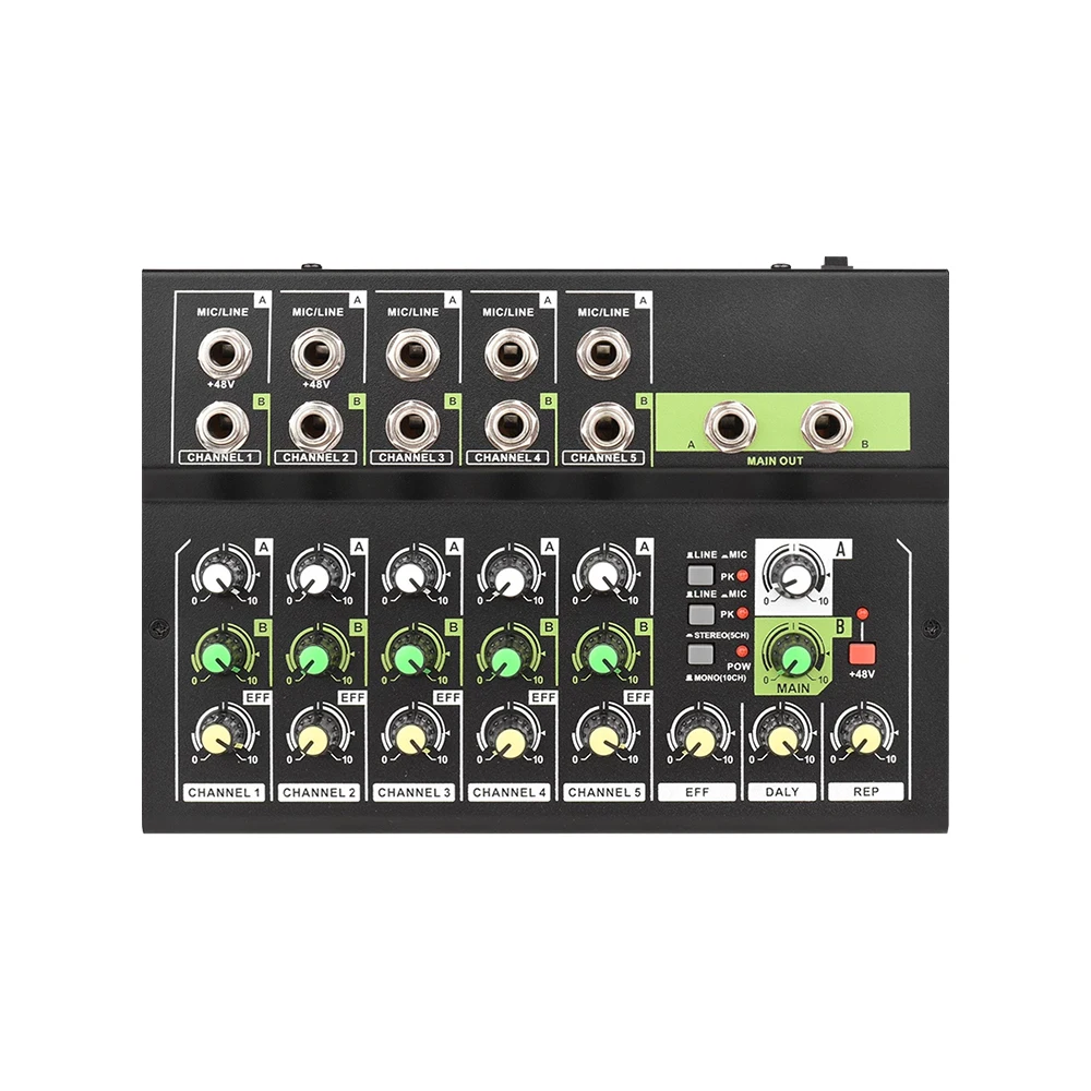Console di missaggio a 10 canali mixer audio digitale mixer microfono stereo riverbero e alimentatore phantom 48v per live karaok