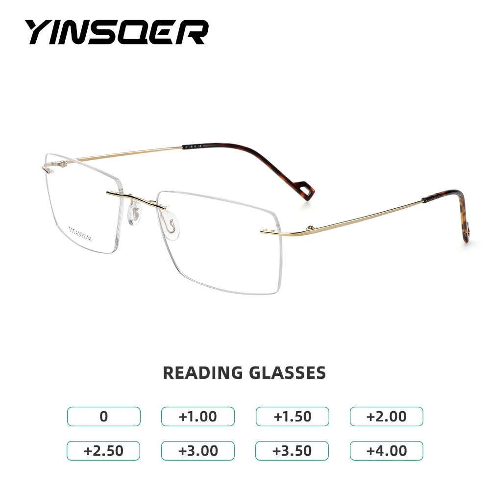 

Blue Light Blocking Rimless Frame Computer Reading Glasses pure titanium ultra light Optical glasses frame Clear Magnifying