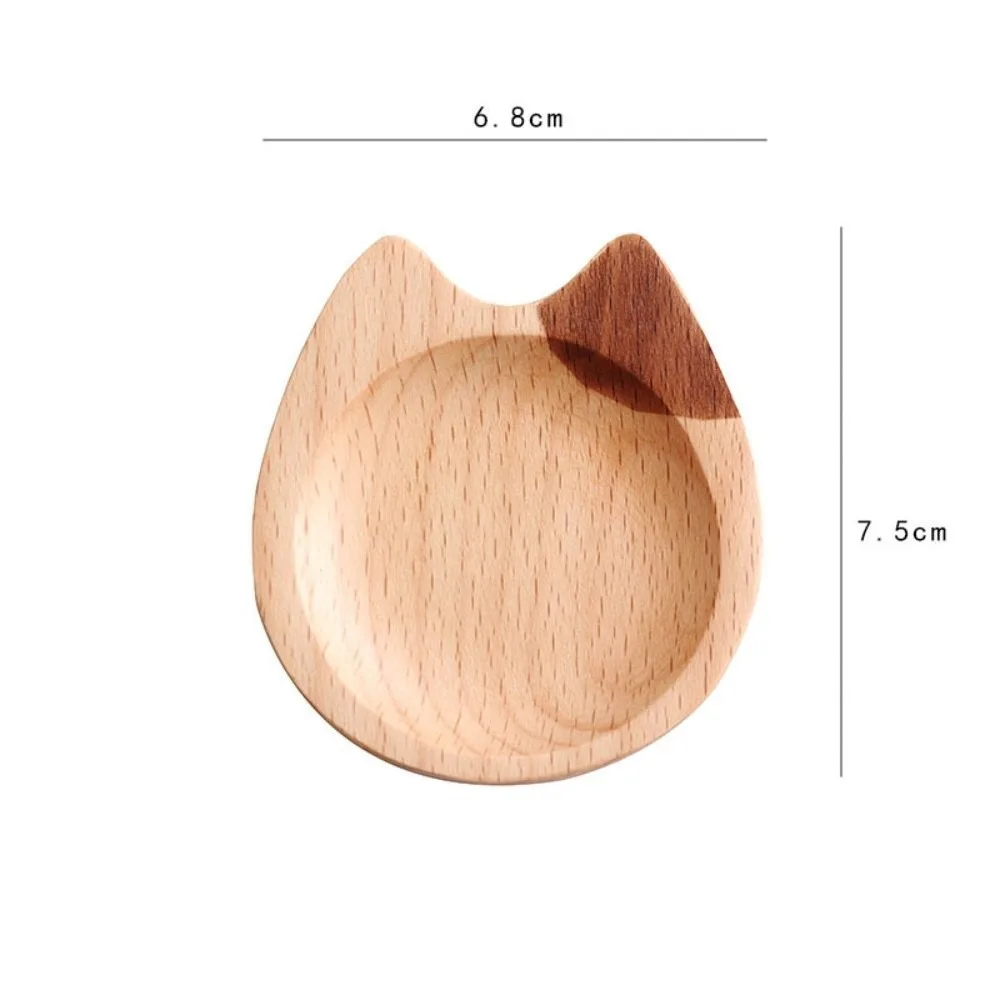 Gifts Mini Cat Shape Dish Cartoon Wooden Soy Tray Kitchen Tools Desktop Cat-shaped Sauce Dish