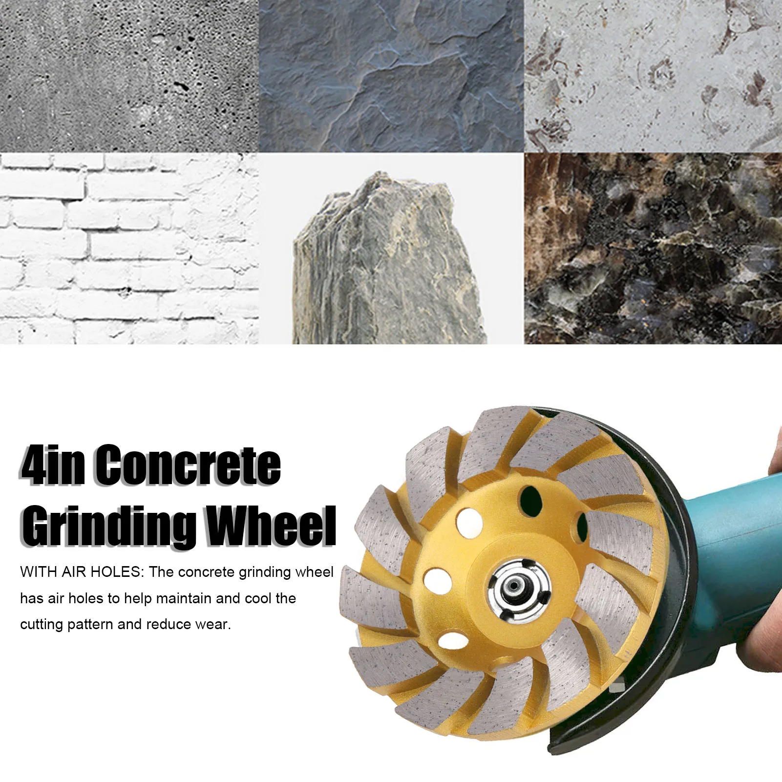 4 Inch Diamond Cup Wheel 12 Segment Turbo Row Concrete Grinding Wheel Heavy Duty Polishing Disc for Angle Grinder Stone Masonry