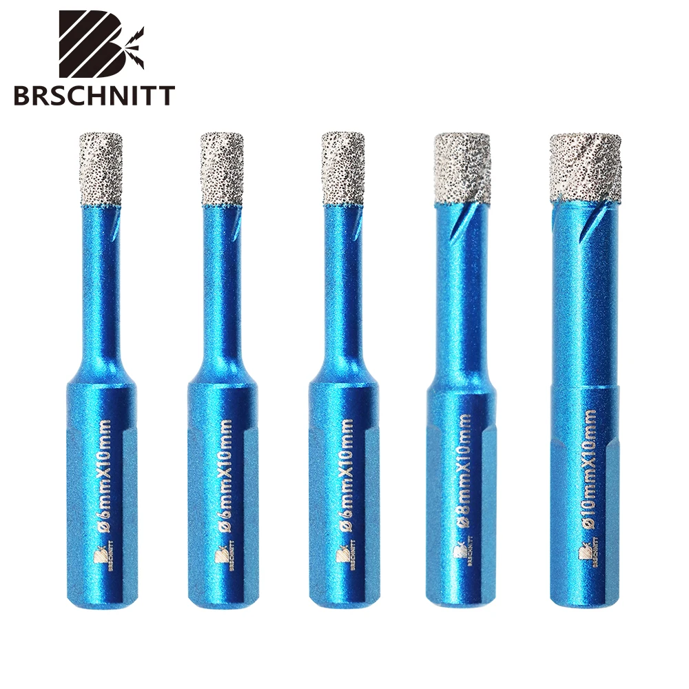 BRSCHNITT Fliesenbohrer-Set, 5-teilig, 6/6/6/8/10 mm, Fliesen-Diamantbohrer-Set für Porzellan, Keramik, Granit, Kern – Detail 1
