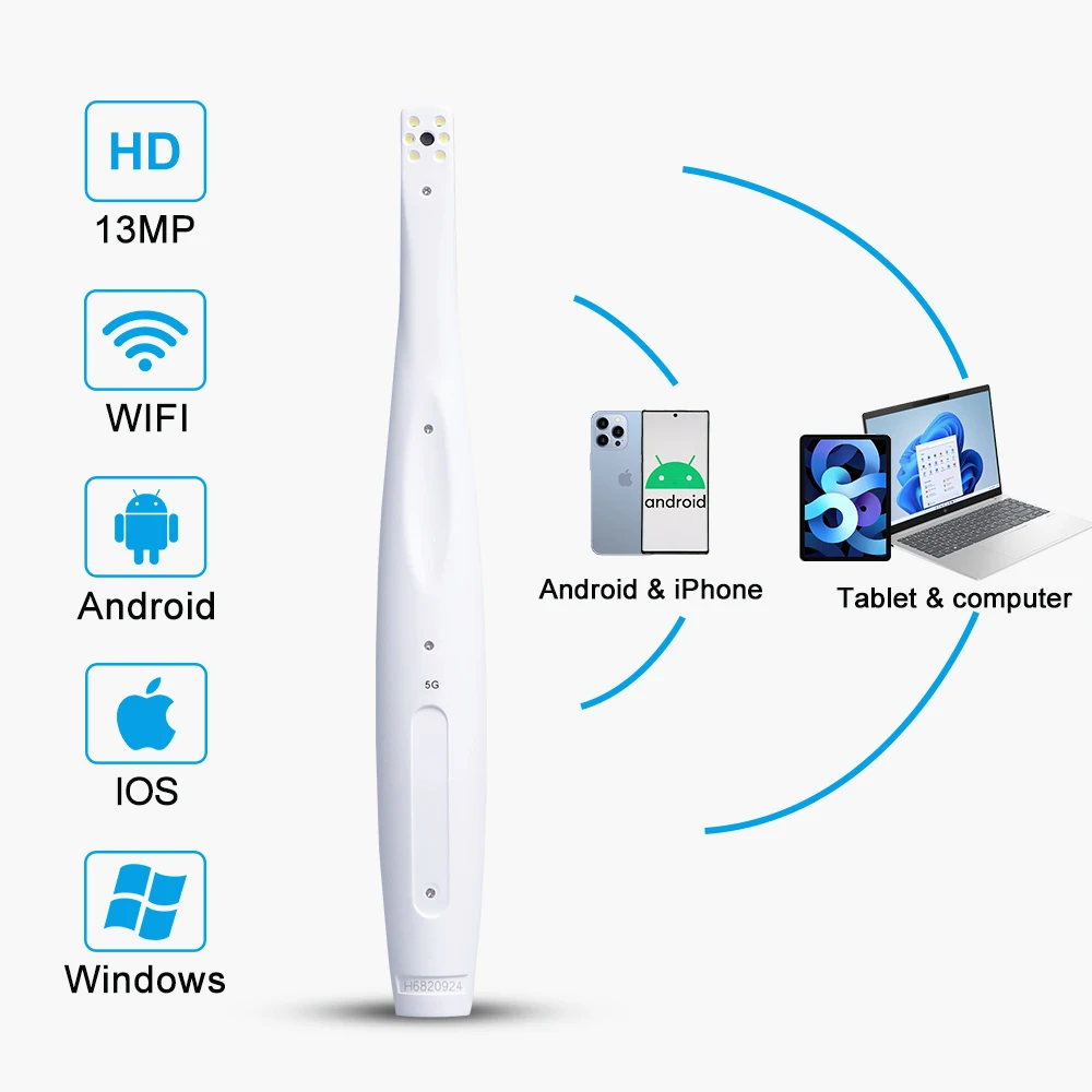 13 Megapixel Dental Intraoral Camera Wifi Wireless Intra Oral Tooth HD 1080P 6 Lens Auto-Focus Endoscope for Android iOS Windows