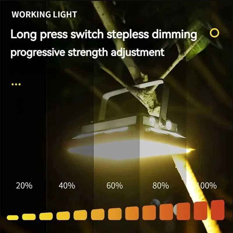 AT51-Luz de acampamento LED recarregável, holofote externo à prova d'água com gancho de suspensão para emergências, atividades noturnas