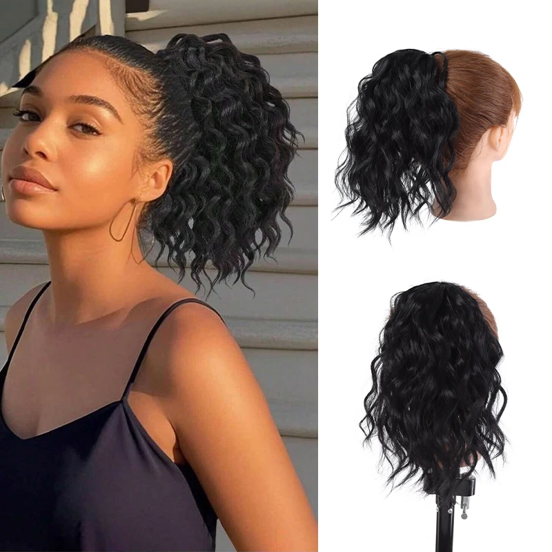 

Женский парик-ободок с эффектом облачной завивки, 14 дюймов, с хвостом.