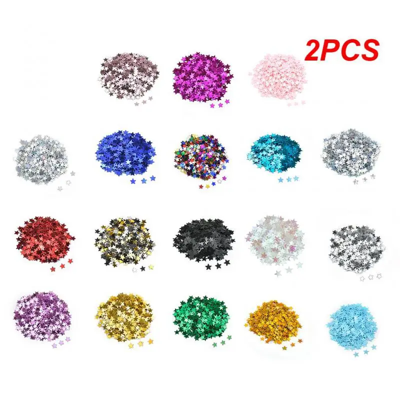 2PCS 20g 3mm Star PVC loose Sequins Glitter Paillettes for Nail Art Manicure, wedding Confetti,Ornament Accessories , Filler