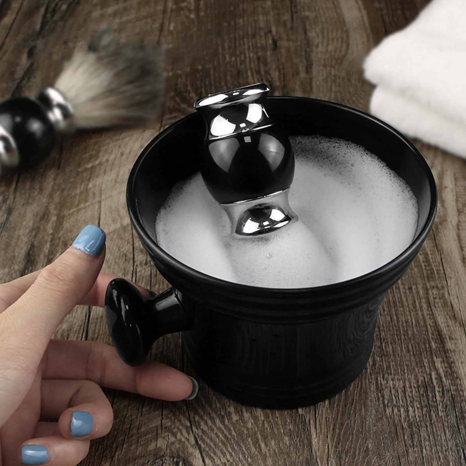 Black Shaving Bowl Foam Shaving Soaps Cream Cup Shaving Supplies