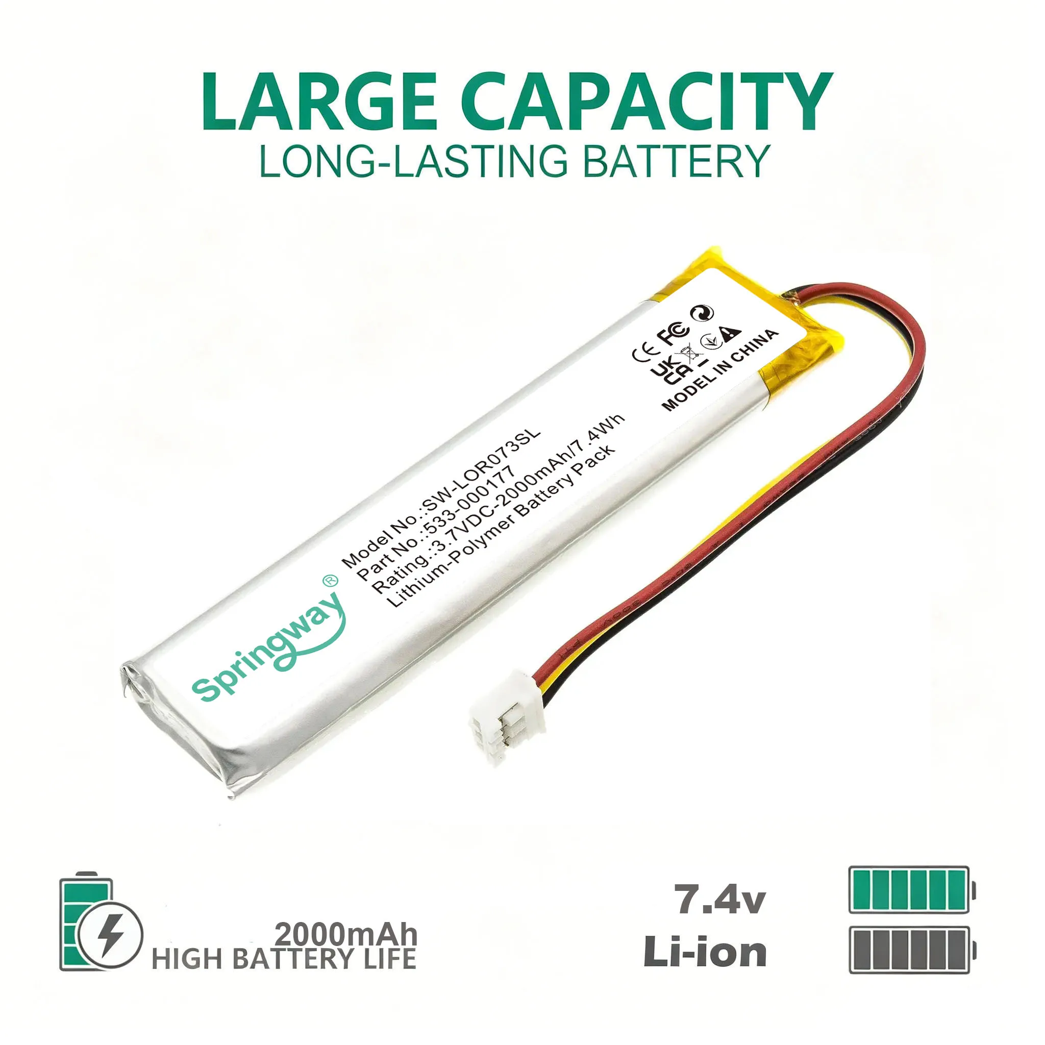 Springway Keyboard Battery 3.7V 2000mAh 533-000177 for Logitech MX KEYS,YR0073