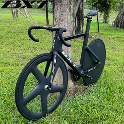 BXT Track Complete Bike Carbon Fiber Fixed Gear Bicycle Single Chainring Carbon Track Bike Closed Wheel Time Trial Track Bike