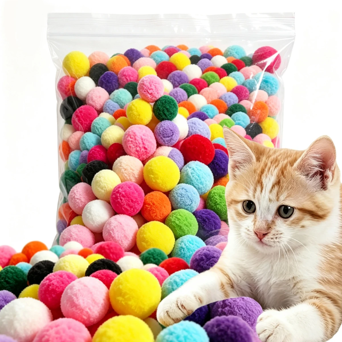105/205Pcs 3cm Durable Plush Pet Training Balls, Colorful Soft Interactive Chew Toys For Cats And Small Dogs, Exercise ZSYY