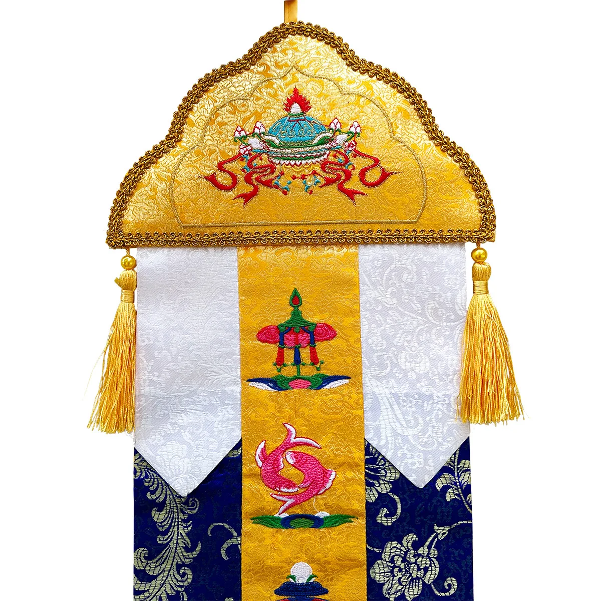 Buddhist utensils, Dharma utensils, Buddhist shrines, offering incense burners, fabric art, embroidery, Buddhist flags