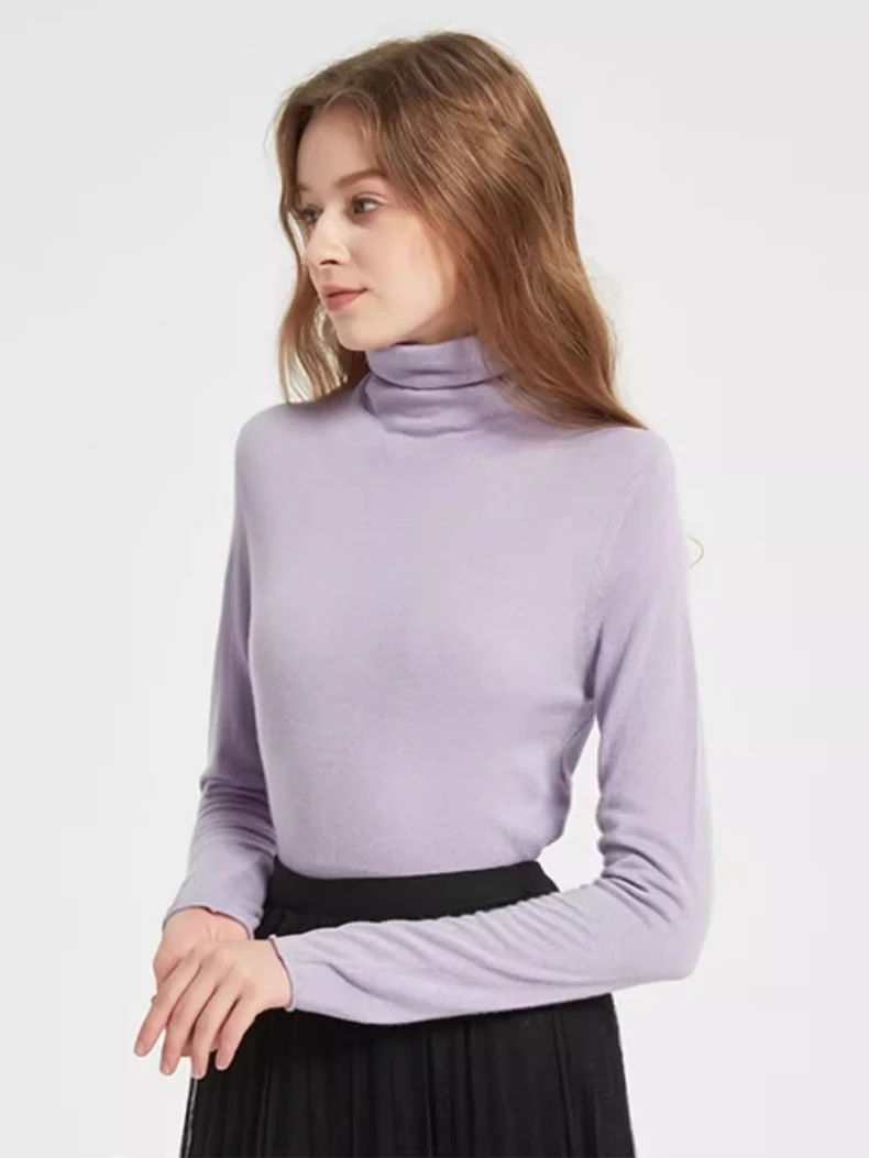 SuyaDream, Women Winter Sweaters, 100%Merino Wool, Turtleneck Pullovers, Soft 2024 Fall Winter Comfortable Basic Sweaters