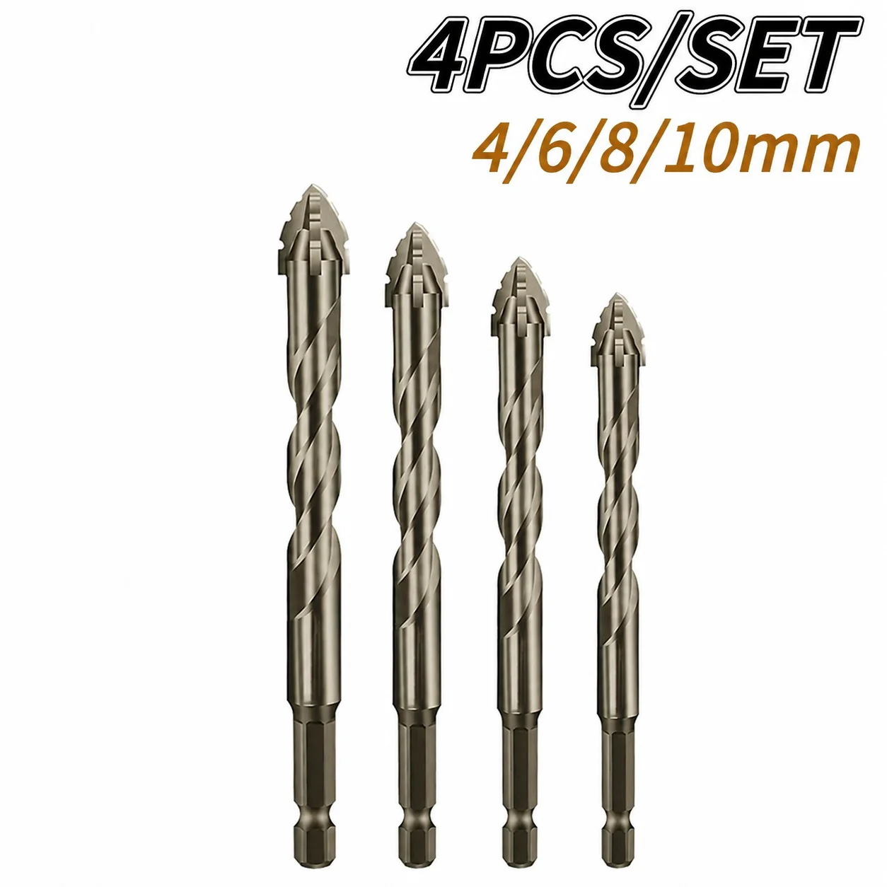 4PCS/SET 4-10mm Four-Flute Sawtooth Drill Bit Sawtooth Drilling Tools For Glass/Tile/Concrete/Metal Drill Bit Set Tools