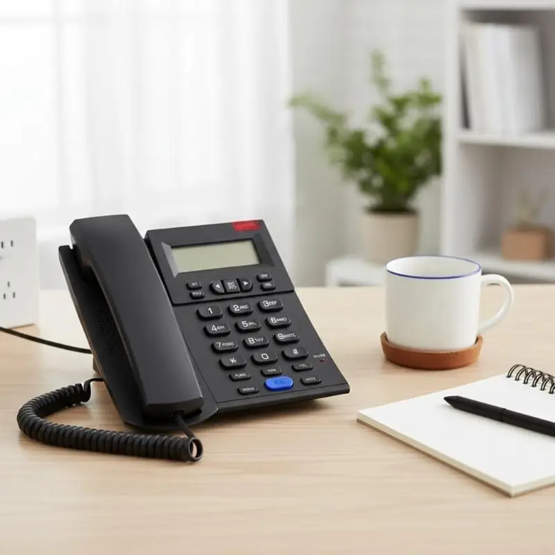 هاتف سلكي، هاتف مكتبي، هاتف منزلي لكبار السن، هاتف متصل بزر كبير، هاتف متكامل للمنزل والمكتب وغرفة الضيوف F19C