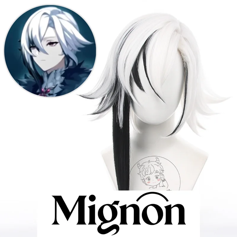 

Genshin Impact Arlecchino cosplay wig servant Snezhnaya Fatui white short hair mixed color Halloween gift