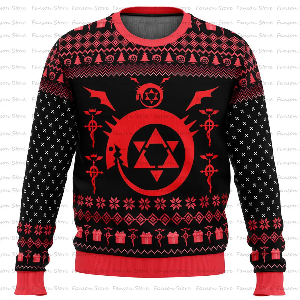 Fullmetal Alchemist Holidays Ugly Christmas Sweater 2024 New Fashion Men Pullover Tops Cartoon Anime Women Hoodie Sweatshirt