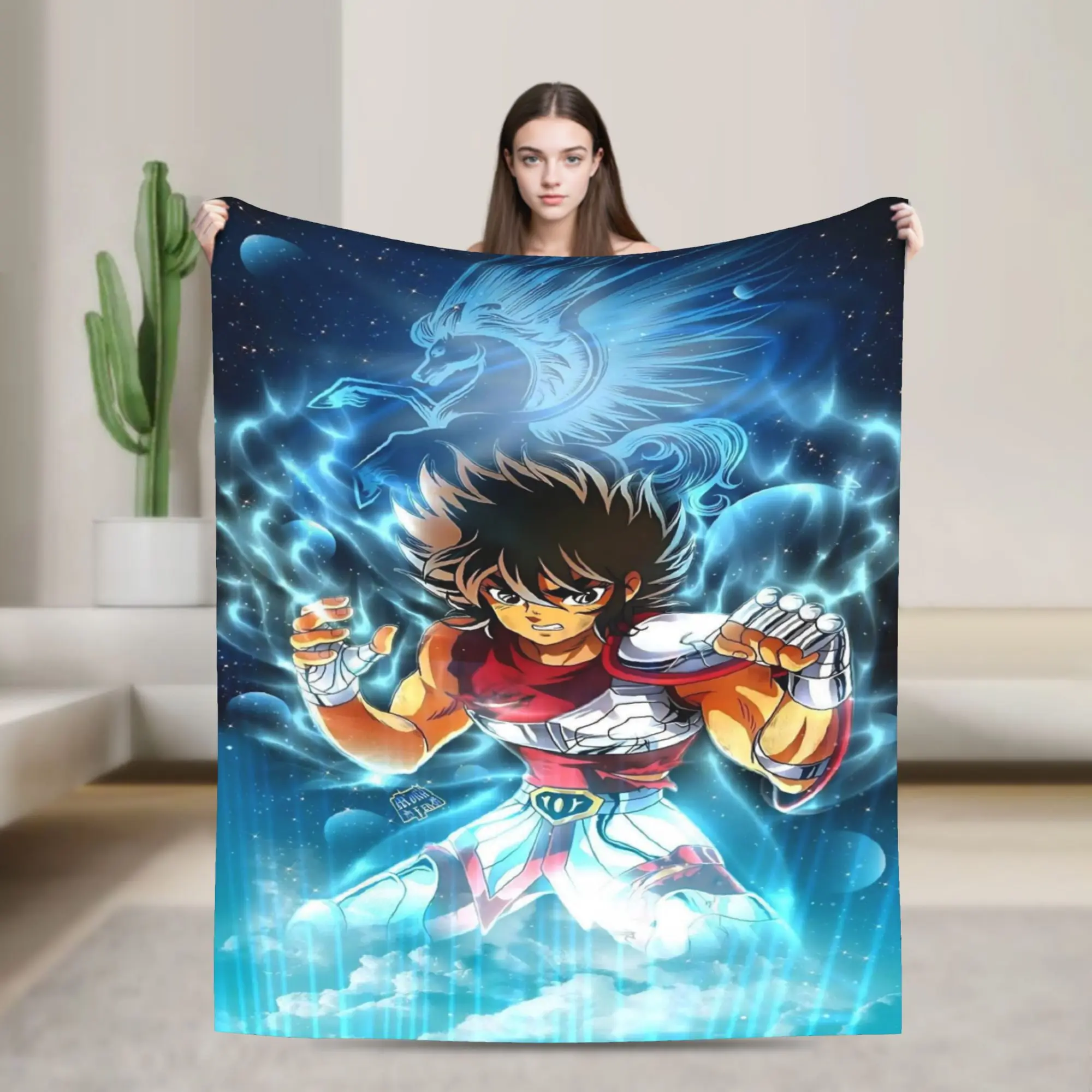 Saint Seiya Gold Saint Flannel Blanket  Warm Soft Throw Blanket for Couch Bed Decorative Pattern Bedspread Sofa Bed Cover