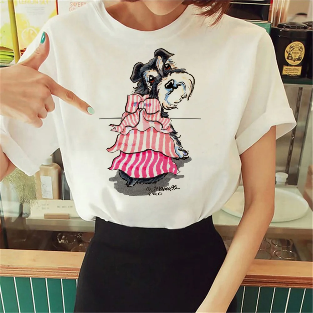 Schnauzer t shirt women funny designer summer t-shirts female manga harajuku clothing