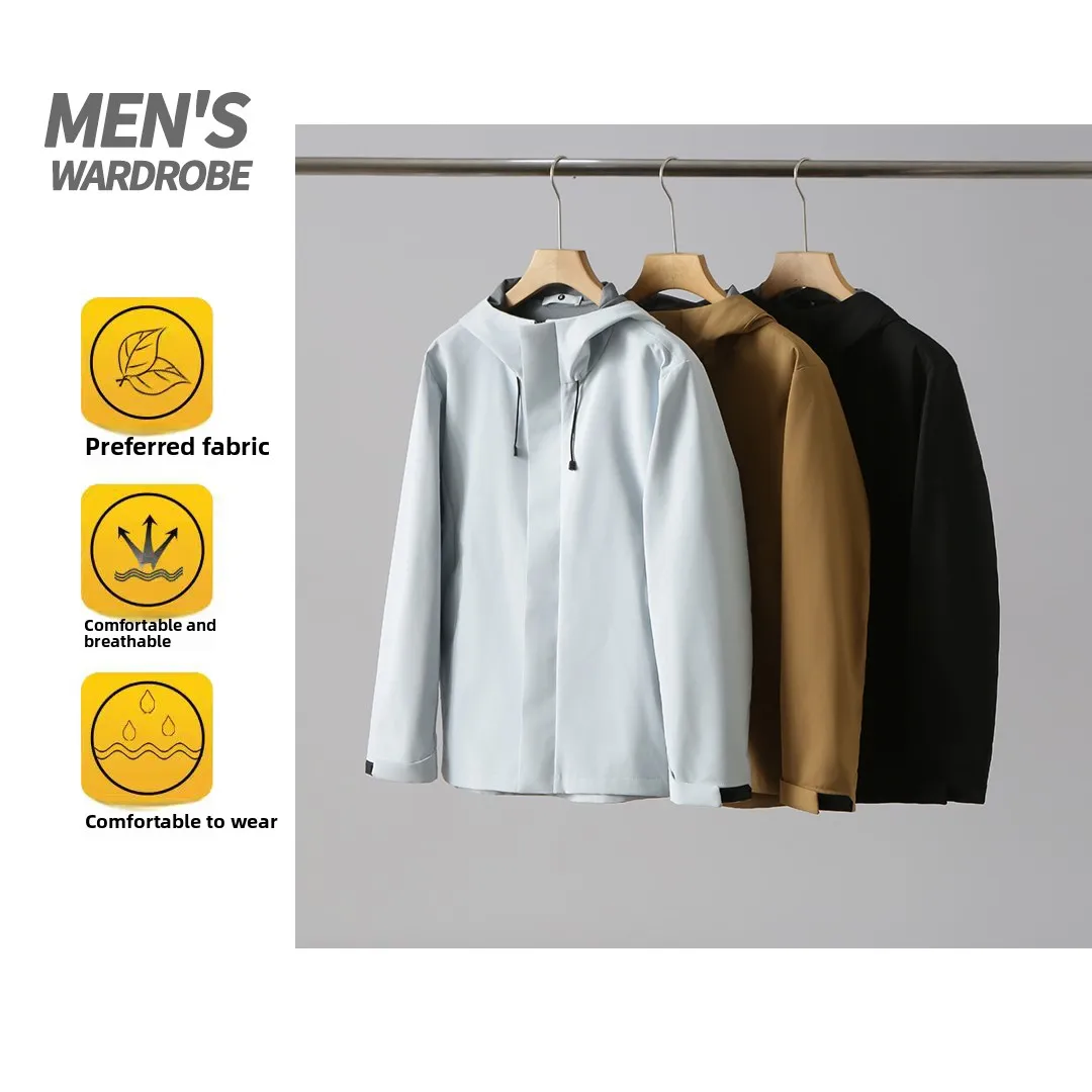 

Men's Outdoor Lightweight Breathable Hooded Jaet Soft ell ell Jaet 3D Cutting Polyester Fiber Long Sve Zipper Closure