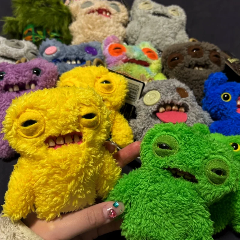 Porte-clés monstre à dents Fuggler Original, jouets en peluche, mignon, à grands yeux, grange, drôle, monstres à dents laides, pendentifs mignons