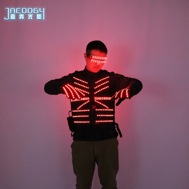 Color LED tactical vest clothing night performance fluorescent glasses gloves suitable for stage DJ performance props