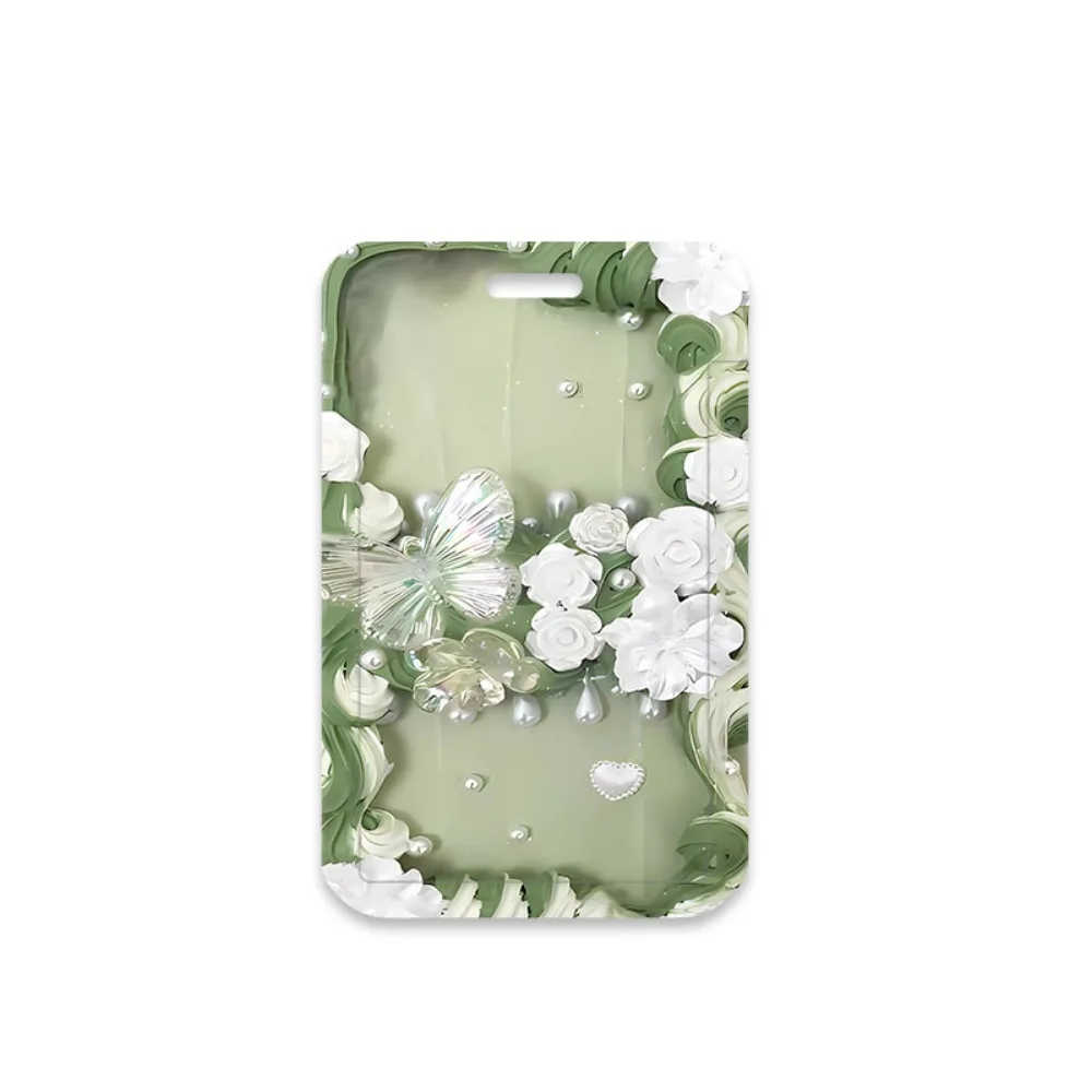 Étui à cartes coulissant en plastique imprimé, pochette à fleurs papillon, ensemble de protection d'identité, mignon