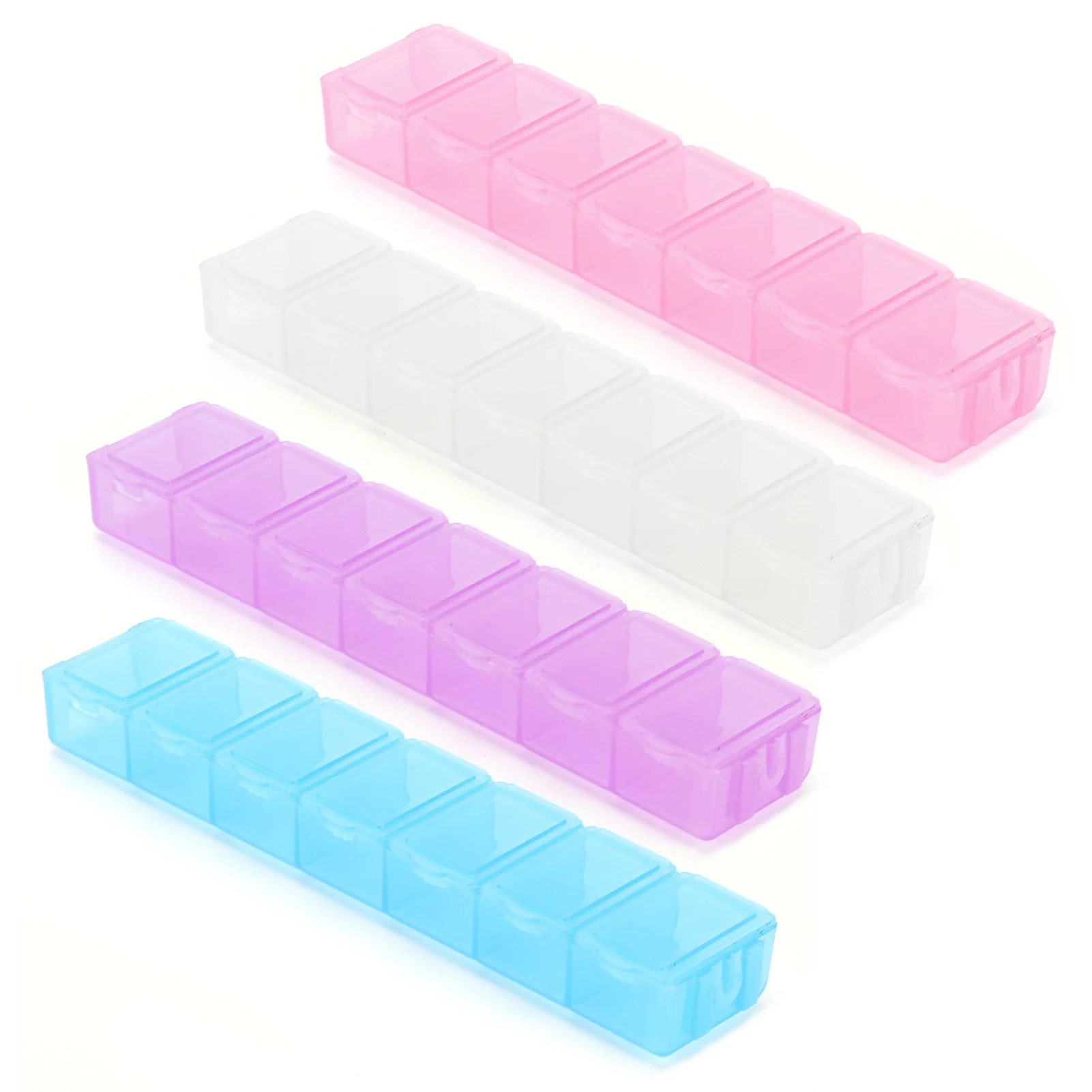7 Grid Plastic Box Travel Repacking Box 7 Small Grids Sub‑packing Storage Box for Store Earrings Necklaces Beads Finger Rings