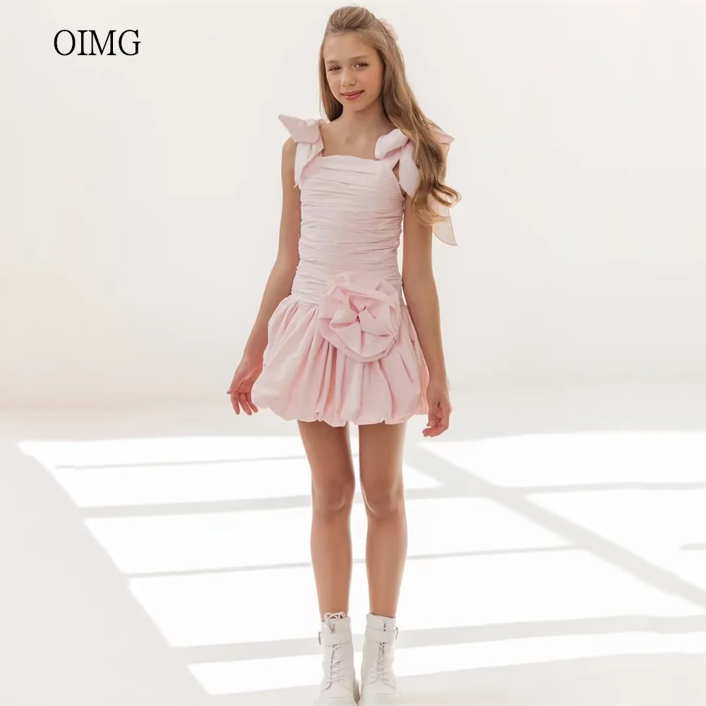 robe-de-demoiselle-d'honneur-oimg-rose-clair-avec-nœud-bretelles-et-fleurs-3d-plissee-pour-anniversaire-mariage-mini-robe-de-soiree-robe-de-mariee-personnalisee