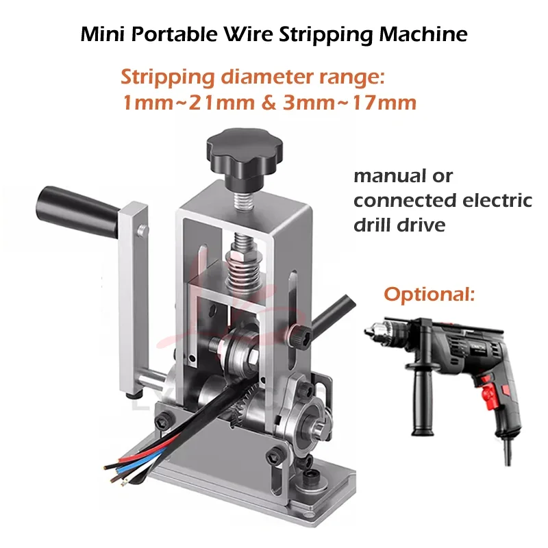 

Mini Hand Crank Wire Stripping Machine with Blade 1-21mm 3-17mm Stripper for Removing Plastic Rubber from Wire Copper Recycle