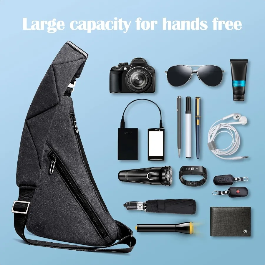 حقيبة كروس مضادة للسرقة وخفيفة الوزن كاجوال للكتف وحقيبة صدر وحزام حقيبة ظهر للسفر والدراجات الرياضية