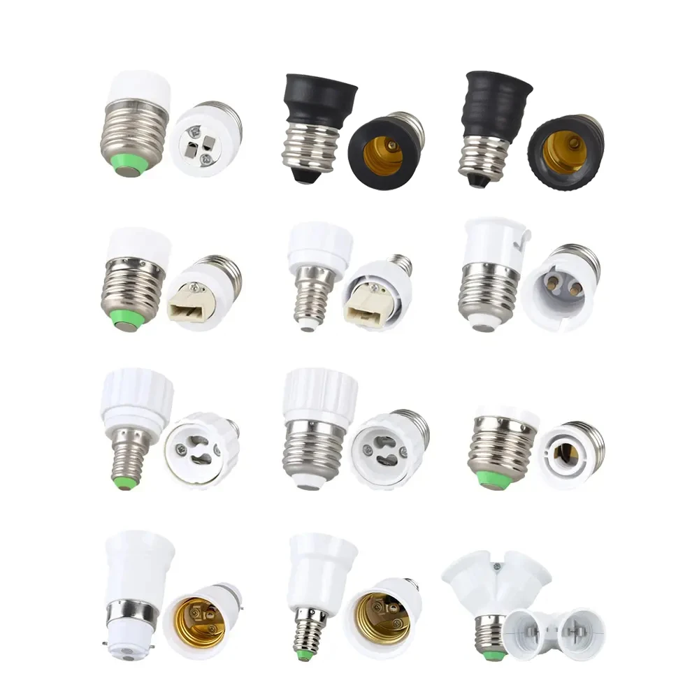 E14 E27 Male to E12 GU10 G9 B22 MR16 Female Lamp Base Lamp Holder Sockets for Corn Light Bulb Socket Adapter Converter Fittings