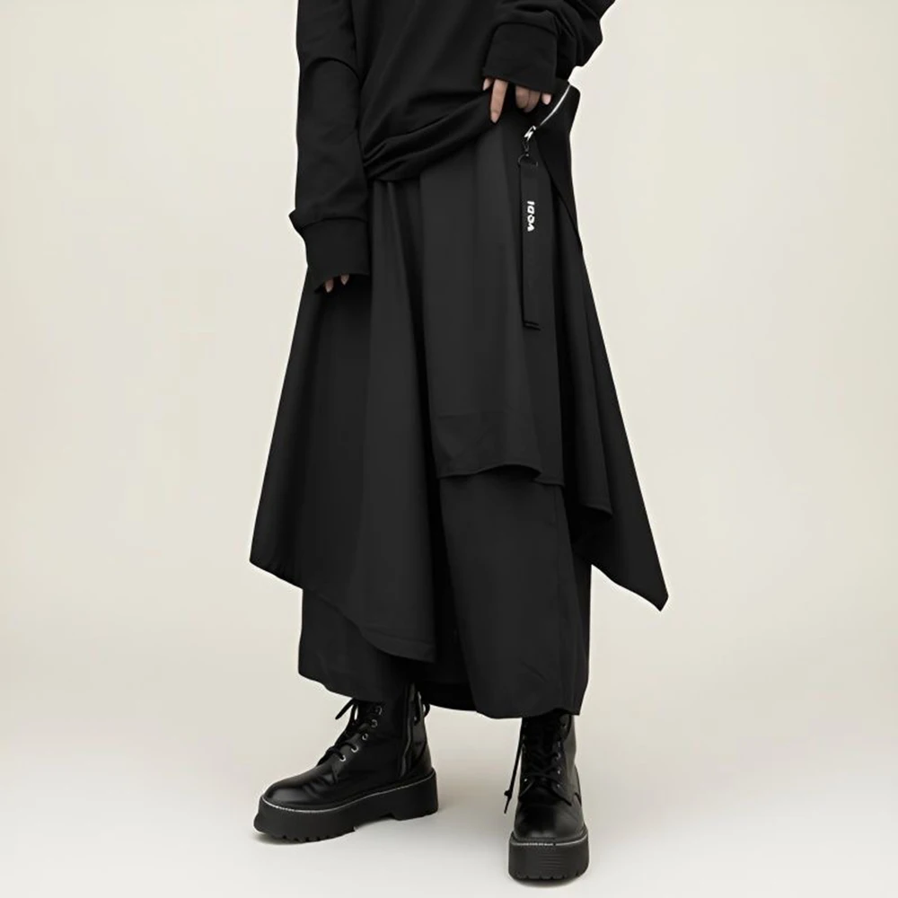 XS-5XL Summer New Men's Irregular Skirt Pants American Retro Fashion Trendy High Street Loose Casual Niche Men's Bottoms