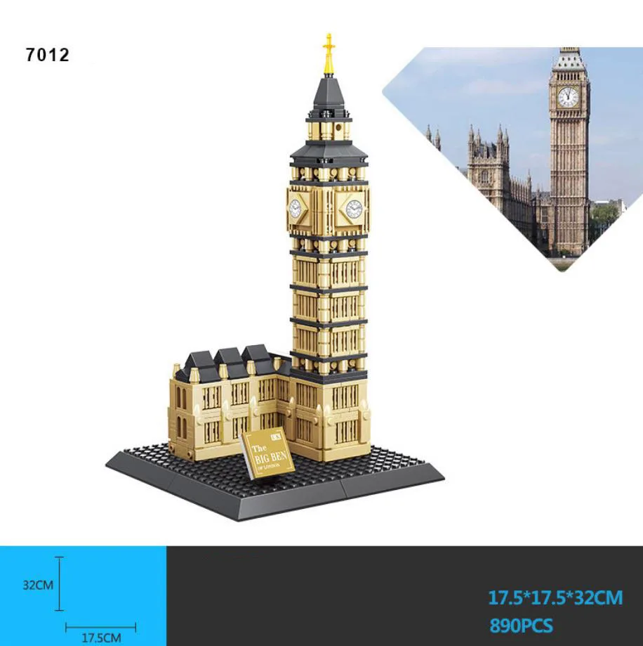 Światowej sławy architektura historyczna mikro diamentowe klocki anglia londyn Big Ben wieża zegarowa Elizabeth zbudowany zabawka z klocków Nanobricks