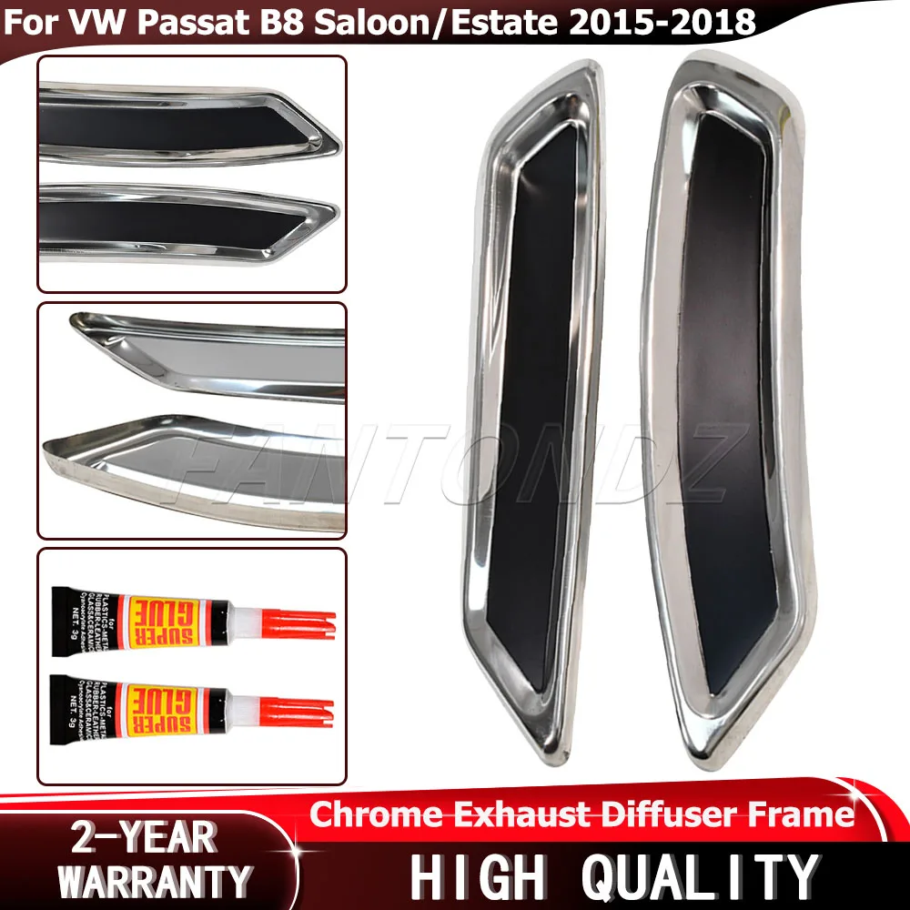 Chrome Exhaust Diffuser Frame For VW Passat B8 Saloon Estate 2015-2018 Stainless Steel Rear Bumper Exhaust Exterior Accessories