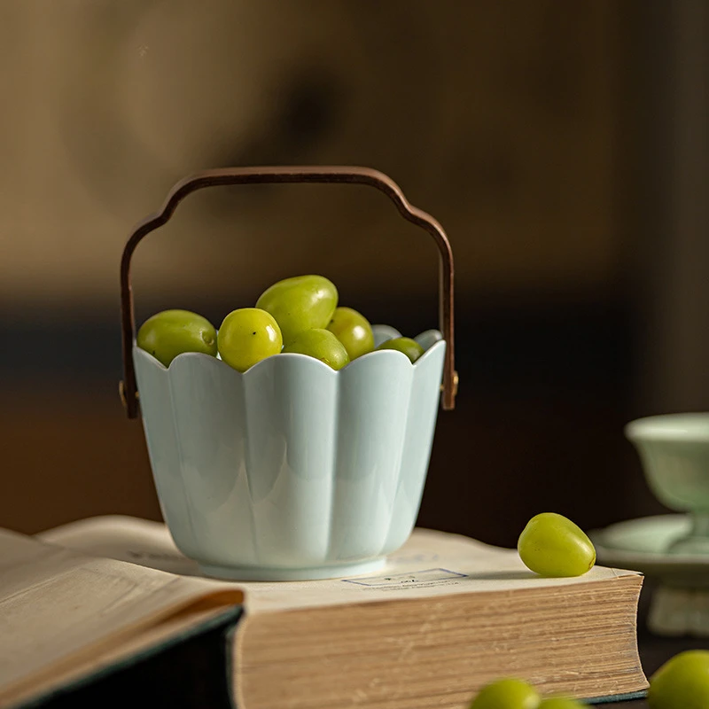 Chinese Style Portable Fruit Basket Living Room Household Dry Goods Fruit Plate Light Luxury High-end Coffee Table Candy Dried