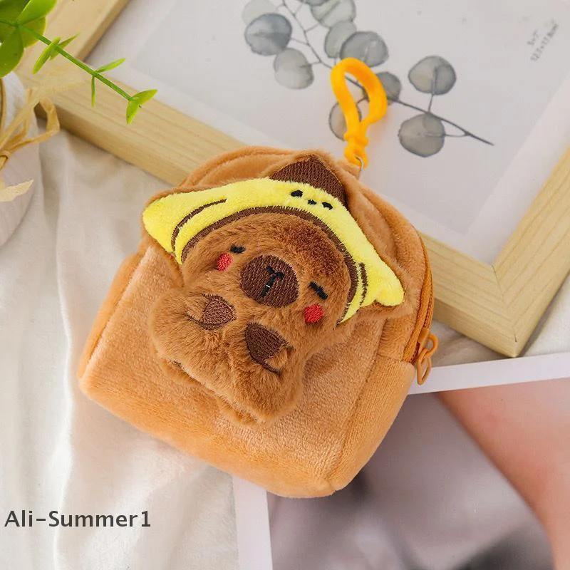 【E】Cartoon Kapybara Coin Purse High Quality Small Gift Keychain Charm Plush Headphone Bag Charm