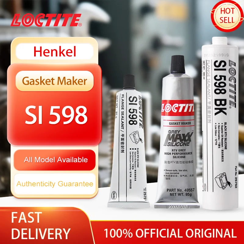 100% Original Loctite SI 598 RTV Gasket Sealant Black High Performance Silicone Adhesive Sealant Flexible Rubber Gasket