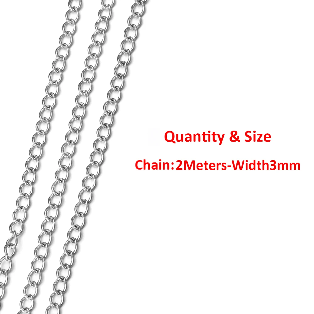 2 Meter 1 Meter Hochwertige Edelstahl-Drehketten für DIY-Halsketten, Armbänder, Kleidung und Schmuckherstellung Zubehör – Detail 11