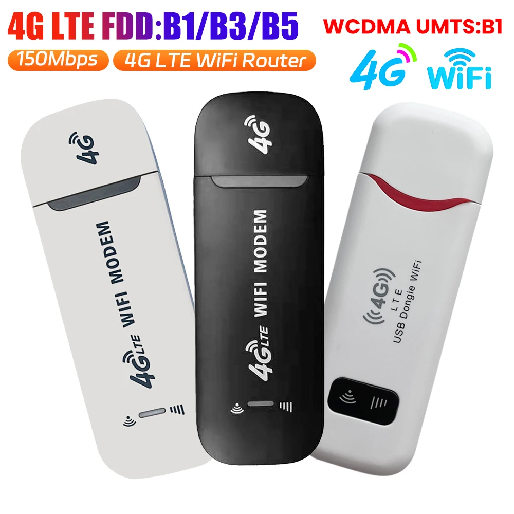 4G Wireless LTE WiFi Router 4G SIM Card Portable 150Mbps USB Modem Pocket Hotspot Dongle Mobile Broadband for Home Office WiFi