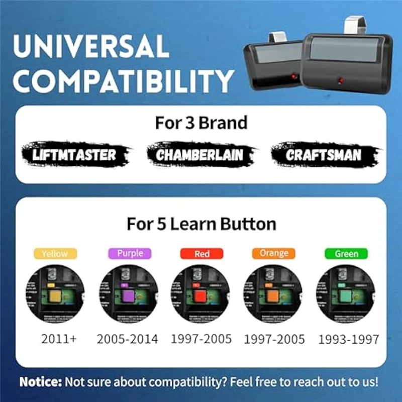 B03B-2Pcs For Chamberlain Liftmaster Craftsman Garage Door Opener Remote 891LM 971LM Universal Garage Door Openers Durable