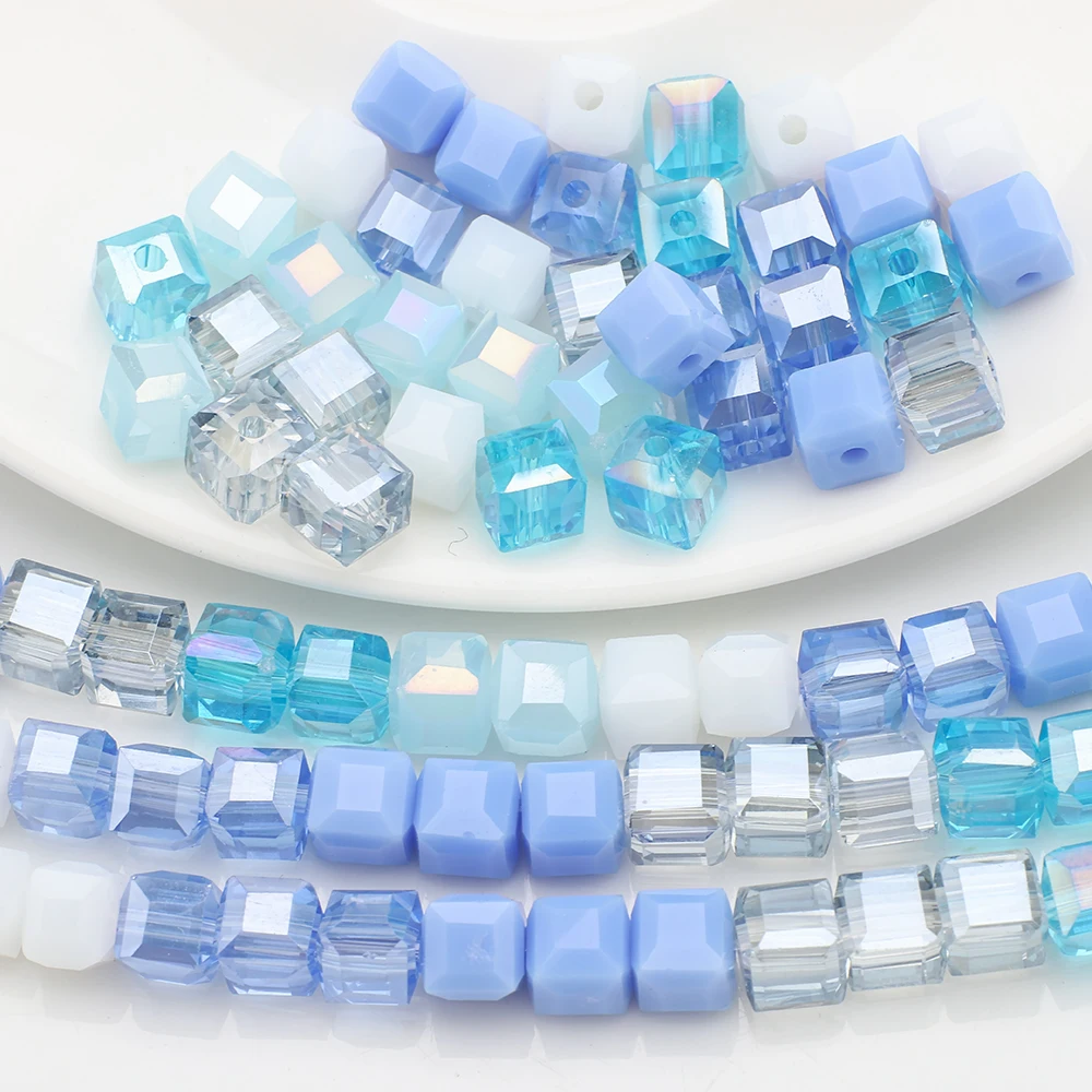 Color 6mm Czech Glass Crystal Beads Cube Square Crystal Beads Charms Colour Candy Seed Beads For DIY Jewelry Making