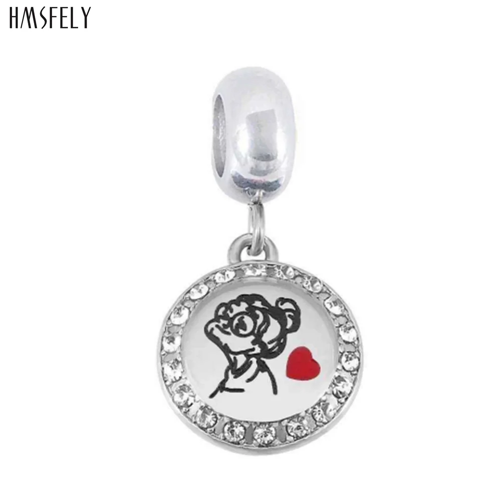 HMSFELY GrandMother's Love Round Steel Pendant For DIY Bracelet Necklace Jewelry Making Accessories Women Bracelets Parts