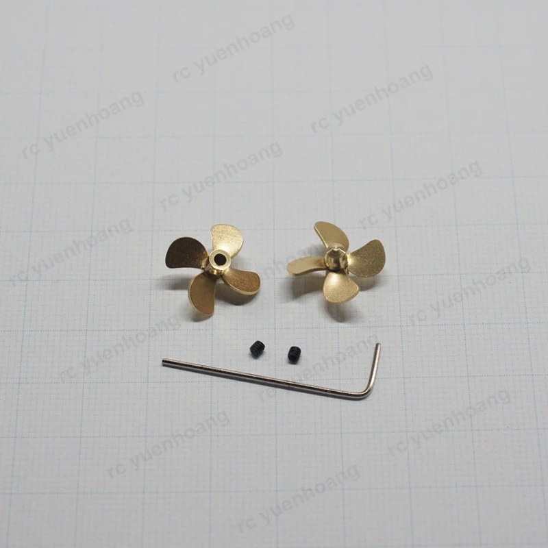 1Pair 16x2mm 18x2mm 4-blade Paddle Shaft Hole 2mm Hub Dia 4/3.6mm Copper Propeller for RC Model Tug Boat Ship Assembly