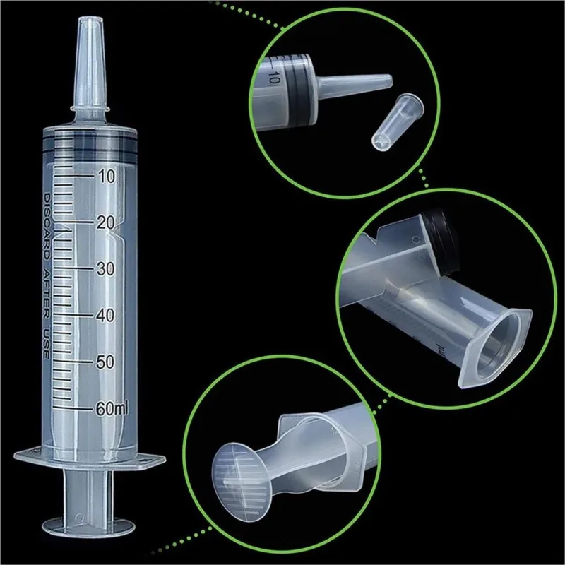 60ml Without Needle Plastic Nutrient Syringe 1-20Pcs Measuring Tool For Pump Draw Ink Liquid Oil Glue Applicator Pet Feeding