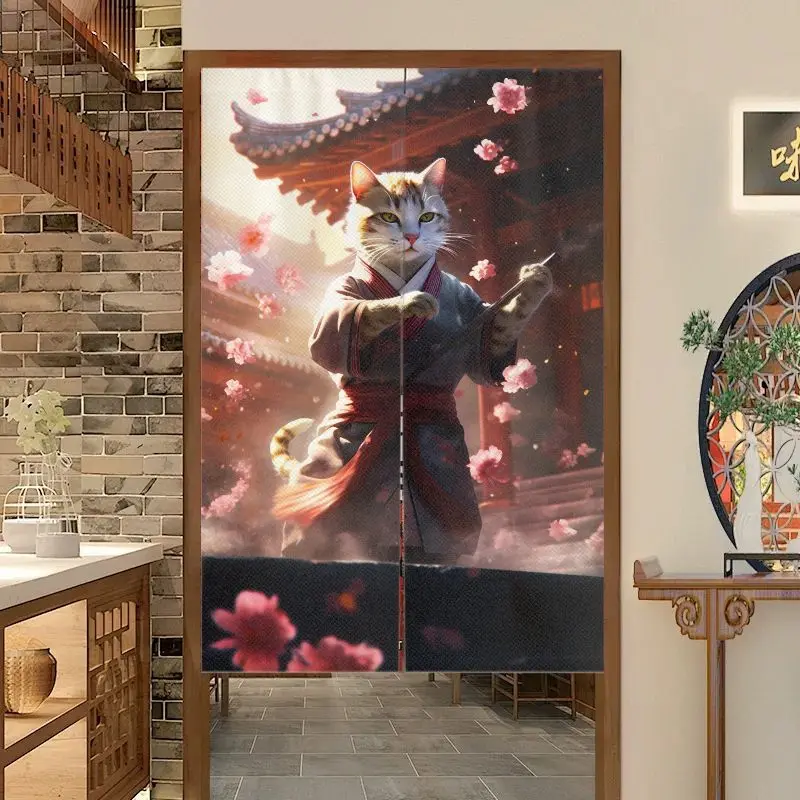 VIKAMA Mount Fuji Cherry Blossom Noren Door Curtain Japanese Ukiyo-e Mountain Pavilion Partition Curtain Restaurant Home Decor