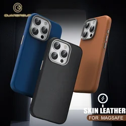 Luxury Business Retro Leather Slim Magnetic Wireless Charge Case For Magsafe For iPhone 15 14 Pro Max Shockproof Back Cover