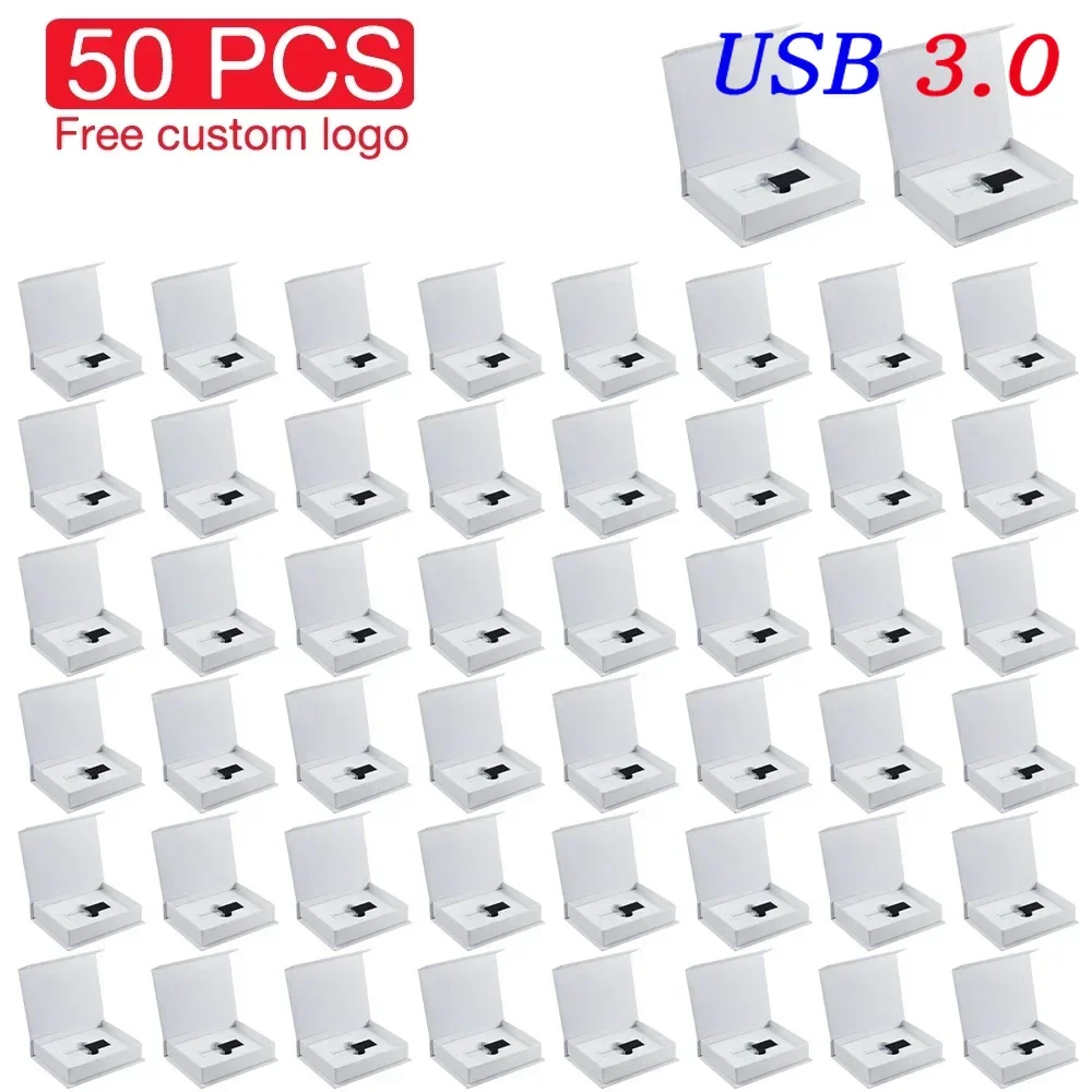 50 STUKS/VERPAKKING USB 3.0 Flash Drives 128GB 64GB Crystal Pen Drive Gratis Aangepast Logo 32GB 16GB 8GB 4GB Geheugenstick Bruiloft Cadeaus U Disk