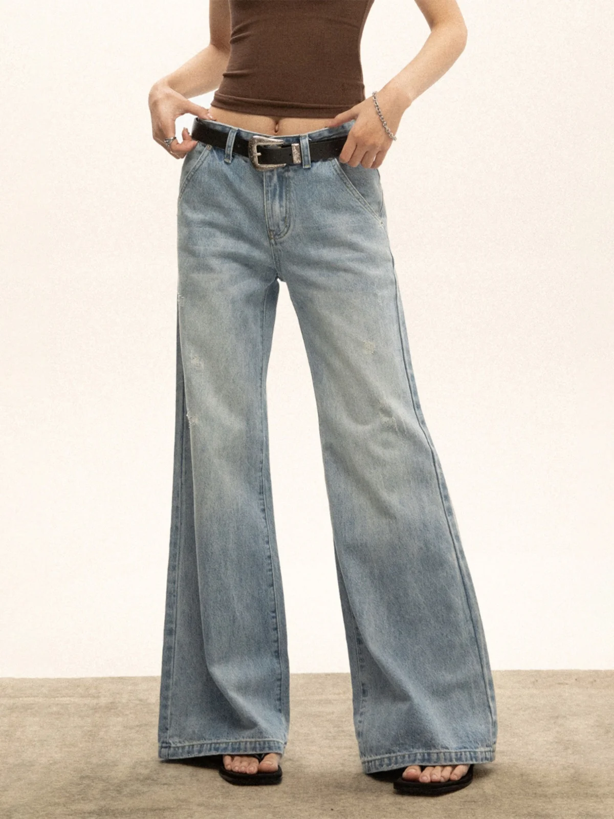 

Jeans long women's washed cotton American retro micro-pull new loose and thin simple and fashionable versatile spring and autumn