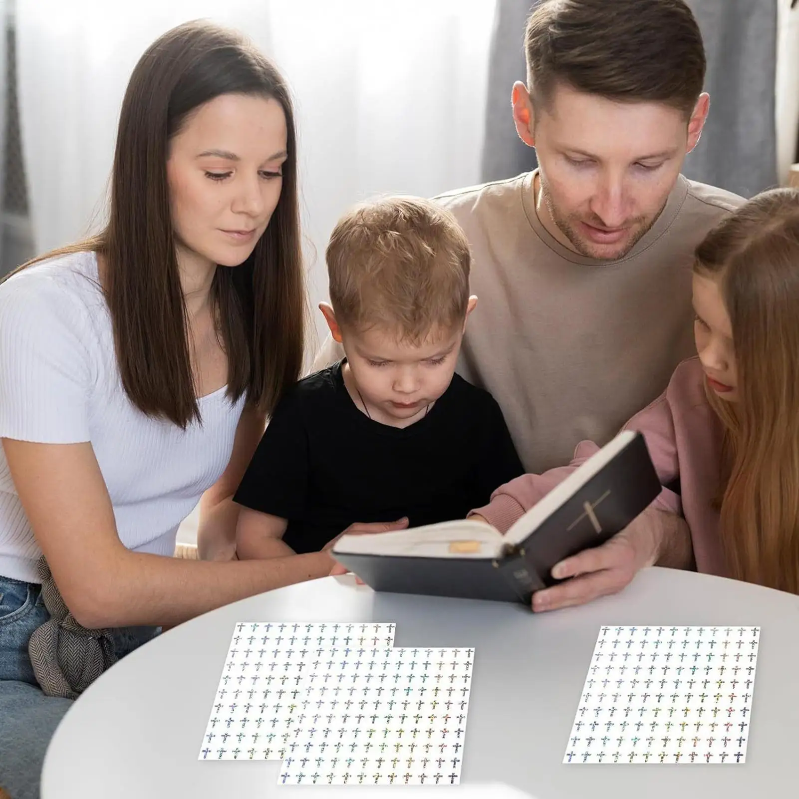 

Наклейки на крещение, 1200 шт., самоклеящаяся серебряная фольга, украшения, наклейки на стену, декор для тетрадей, чашек, автомобилей, зимней школы